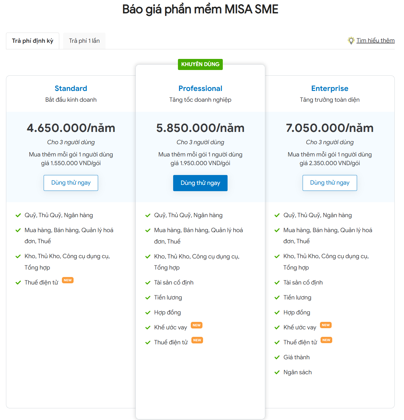 Phần mềm kế toán Misa SME